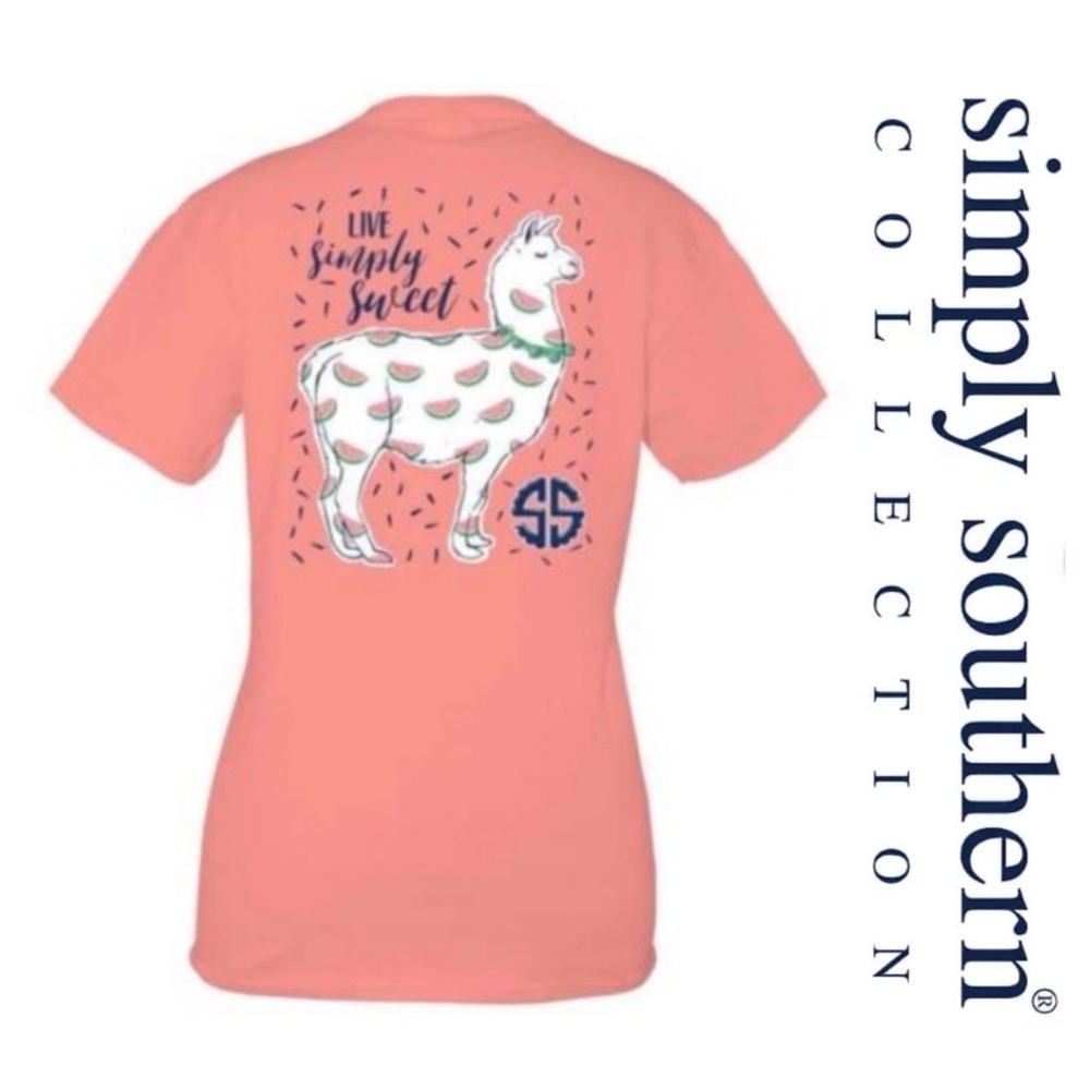 Simply Southern | "Live Simply Sweet" Pink Watermelon Llama Tee | Size Small